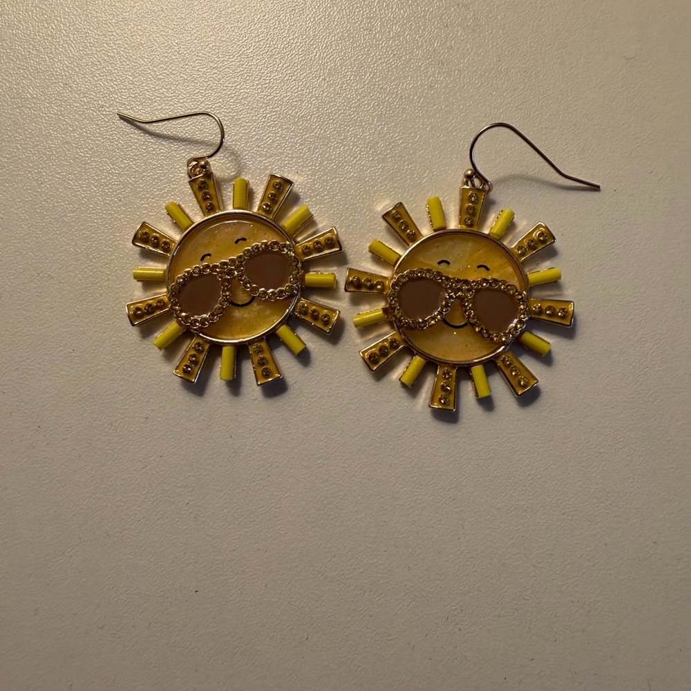 Source Unknown Sunburst Earrings - Yellow and Brown
